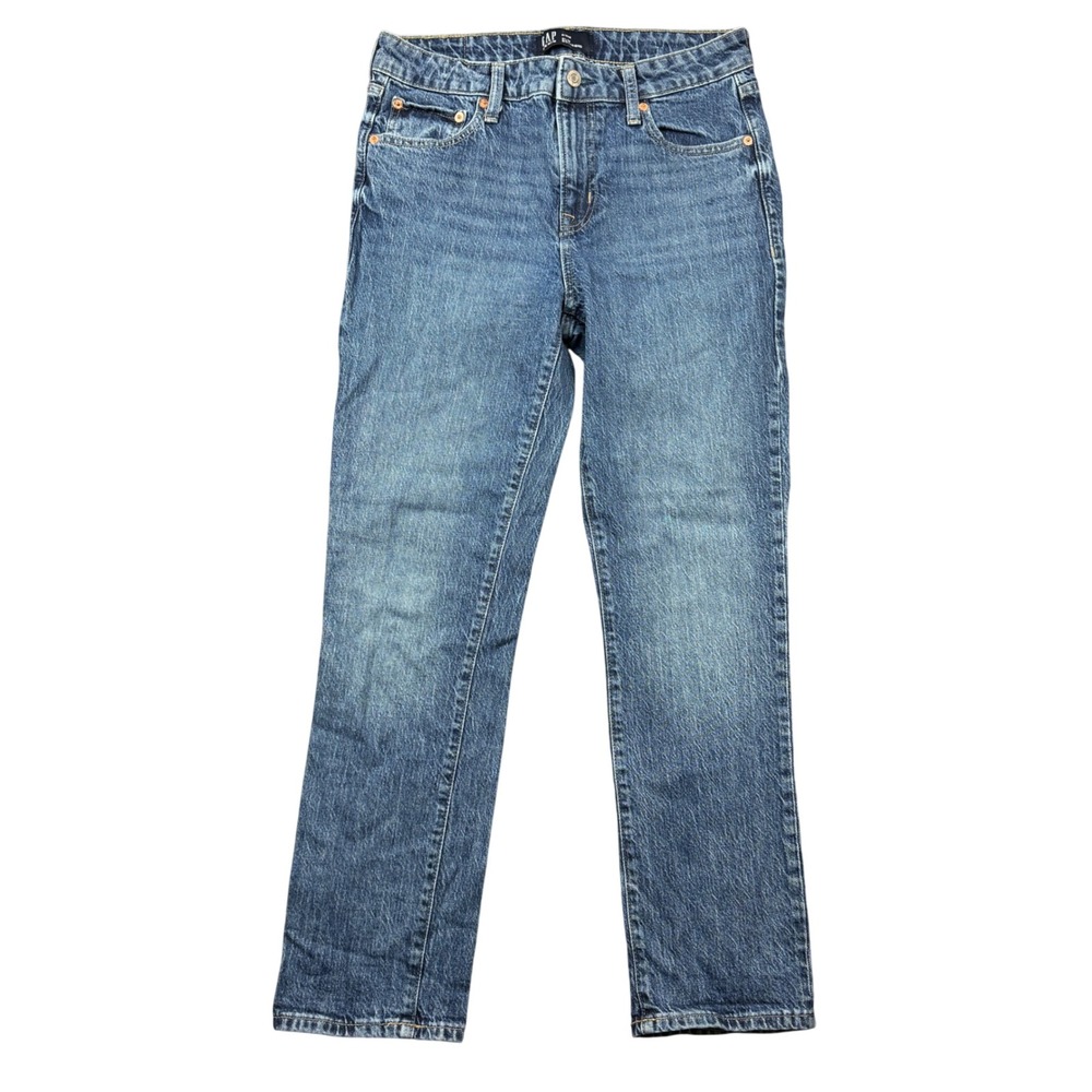Gap Slim Boyfriend Jeans 2/26R Medium Wash Blue Denim Stretch Modern Minimalist